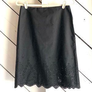 Matte Black Pencil Skirt with Cut-out Edging